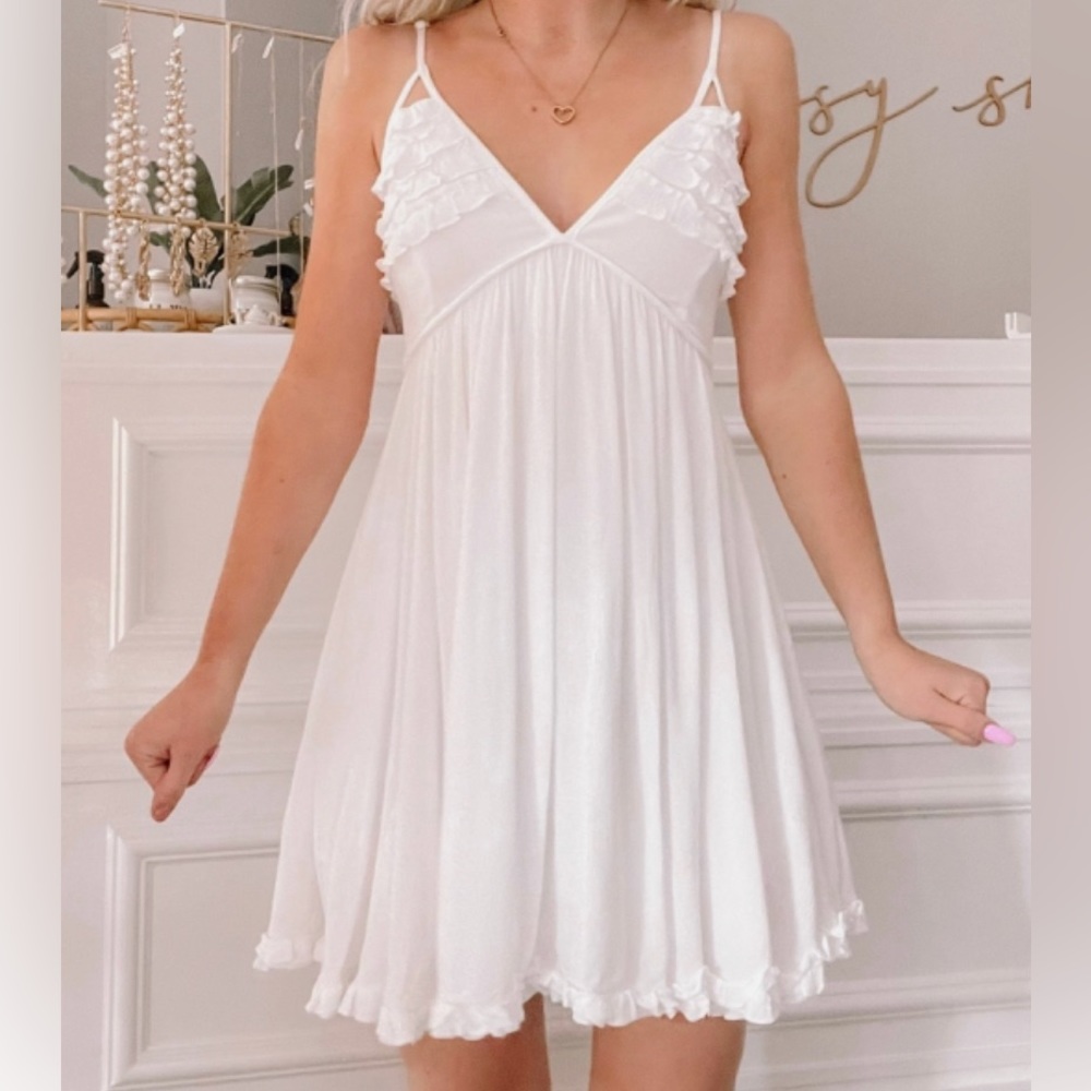NWT Angel Biba Strappy White Frilly Dress, size small - Picture 1 of 6